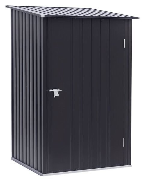 Ocelová kůlna na nářadí Outsunny 1,6m³ 100x103x160cm s pultovou střechou a zámkem - Voděodolná zahradní kůlna na venkovní použití, tmavě šedá | Aosom