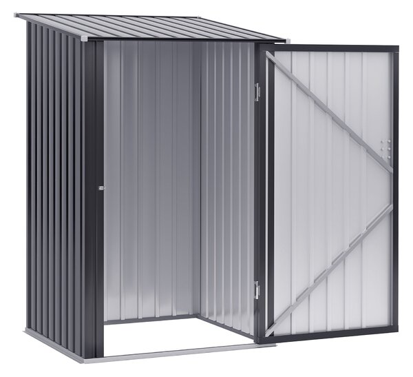 Ocelová kůlna na nářadí Outsunny 1,6m³ 100x103x160cm s pultovou střechou a zámkem - Voděodolná zahradní kůlna na venkovní použití, tmavě šedá | Aosom