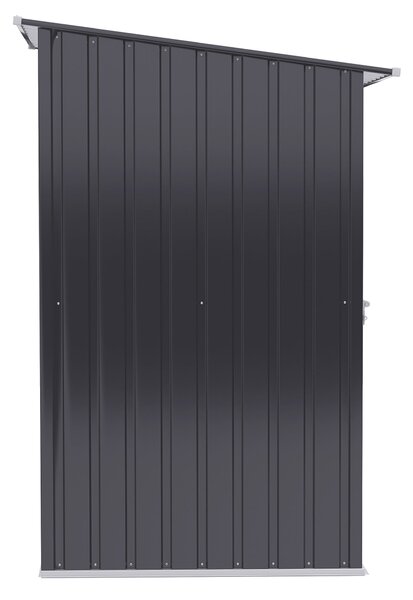 Ocelová kůlna na nářadí Outsunny 1,6m³ 100x103x160cm s pultovou střechou a zámkem - Voděodolná zahradní kůlna na venkovní použití, tmavě šedá | Aosom