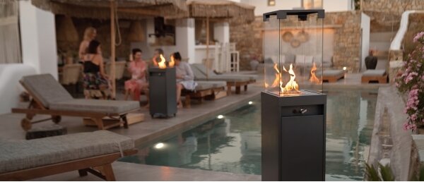 Brilagi - Venkovní plynový krb FLARO GAS 142x36 cm 8kW 1xAAA antr +ochranný kryt
