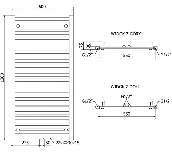 Mexen Hades, elektrické topné těleso 1200 x 600 mm, 600 W, antracitová, W104-1200-600-2900-66