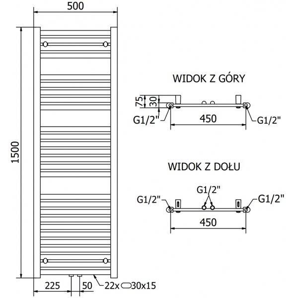 Mexen Hades, elektrické topné těleso 1500 x 500 mm, 900 W, antracitová, W104-1500-500-2900-66