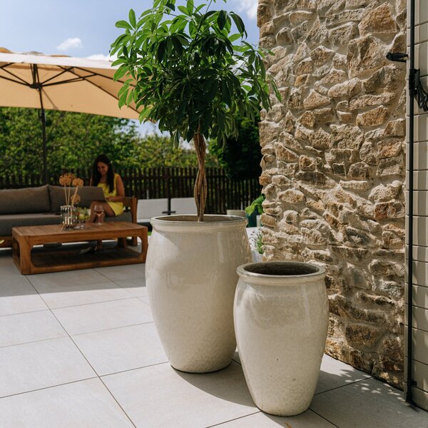 Keramický květináč BACCHUS - Krémová - XL (36 cm x 52 cm)
