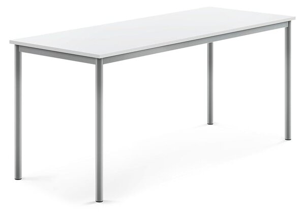 AJ Produkty Stůl BORÅS, 1800x700x760 mm, stříbrné nohy, HPL deska, bílá