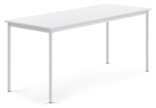 AJ Produkty Stůl BORÅS, 1800x700x760 mm, bílé nohy, HPL deska, bílá