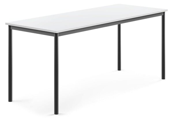 AJ Produkty Stůl BORÅS, 1800x700x760 mm, antracitově šedé nohy, HPL deska, bílá