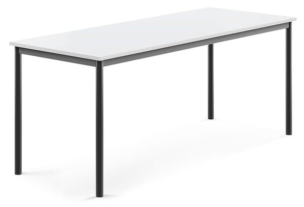 AJ Produkty Stůl BORÅS, 1800x700x720 mm, antracitově šedé nohy, HPL deska, bílá