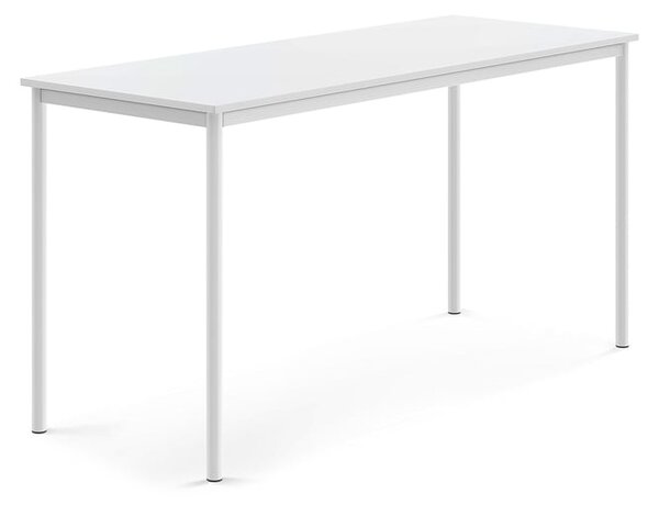 AJ Produkty Stůl BORÅS, 1800x700x900 mm, bílé nohy, HPL deska, bílá