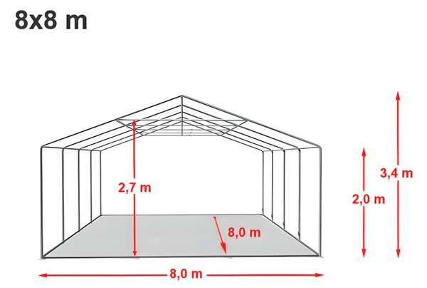 Párty stan 8x8 m PREMIUM - ohnivzdorný barva Bílá