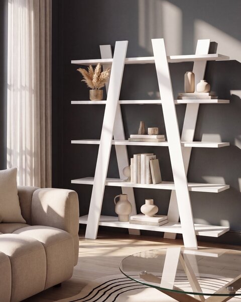 Regál s 5 policemi ESCALANTE 116 cm Bílá