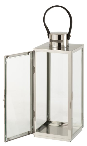 Stříbrná nerezová lucerna Recin - 17*16*51cm - J-Line by Jolipa