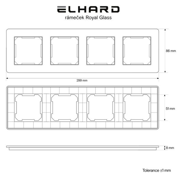 Elhard Skleněný čtyřrámeček Royal Glass, černý YG3104B