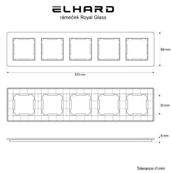 Elhard Skleněný pětirámeček Royal Glass, stříbrný YG3105S