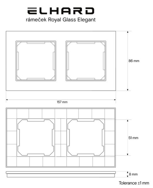 Elhard Skleněný dvojrámeček Royal Glass Elegant, stříbrný YE3102S