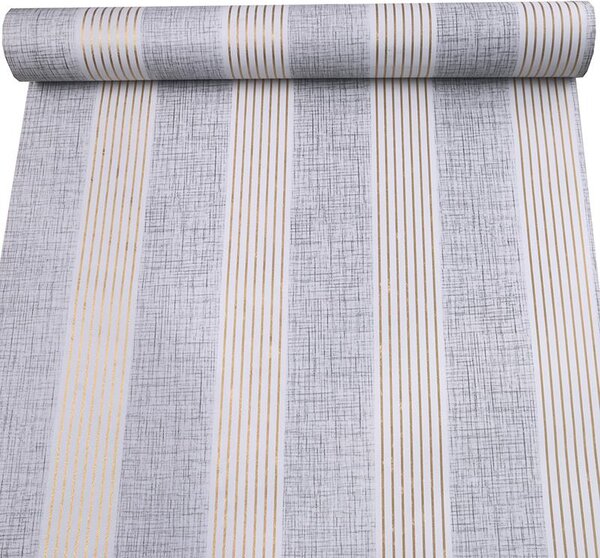 Samolepící tapety 45 cm x 10 m IMPOL TRADE 9031, pruhy zlato-šedé, samolepící tapety
