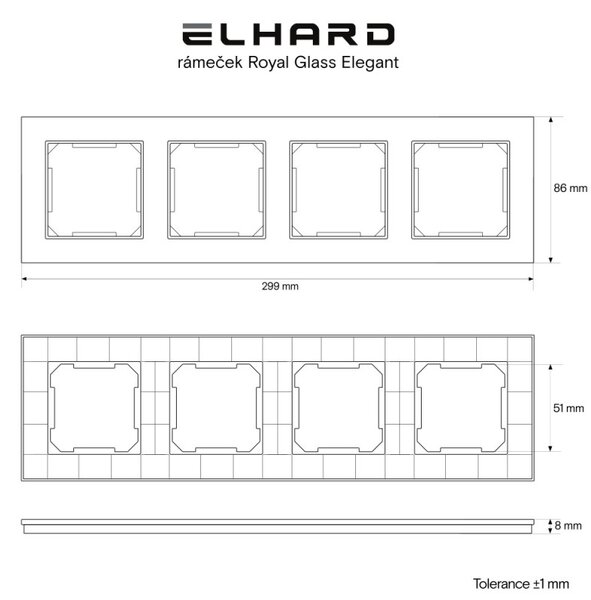 Elhard Skleněný čtyřrámeček Royal Glass Elegant, stříbrný YE3104S