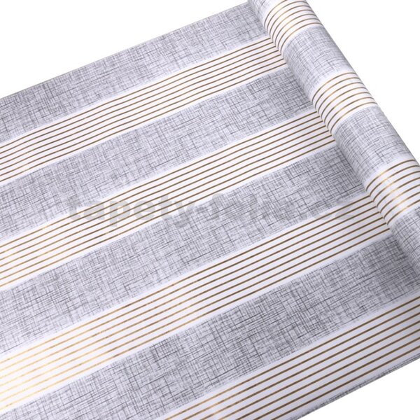 Samolepící tapety 45 cm x 10 m IMPOL TRADE 9031, pruhy zlato-šedé, samolepící tapety