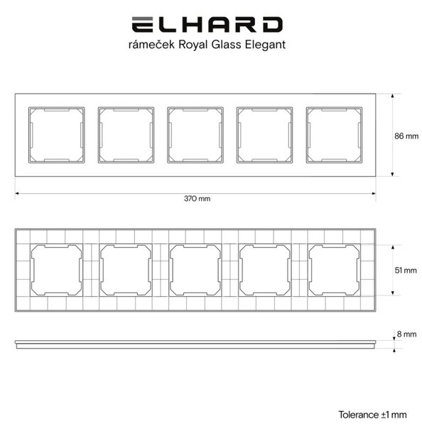 Elhard Skleněný pětirámeček Royal Glass Elegant, stříbrný YE3105S