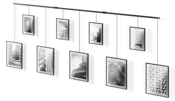 Černé kovové rámečky na zeď v sadě 9 ks 223x77,5 cm Exhibit – Umbra
