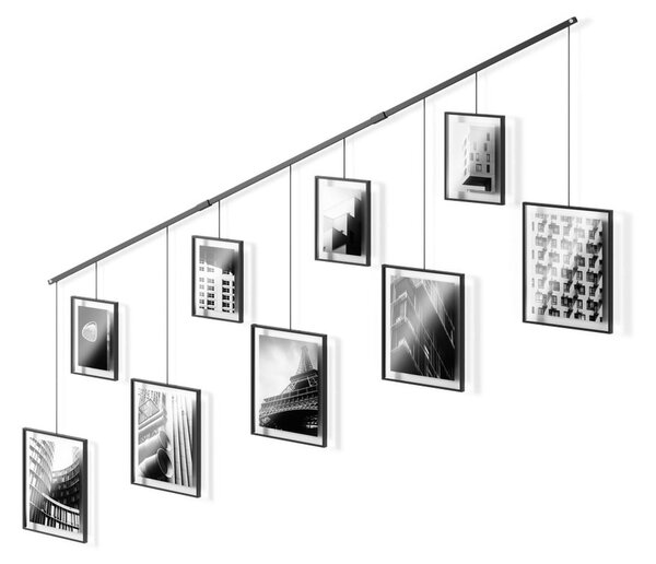Černé kovové rámečky na zeď v sadě 9 ks 223x77,5 cm Exhibit – Umbra