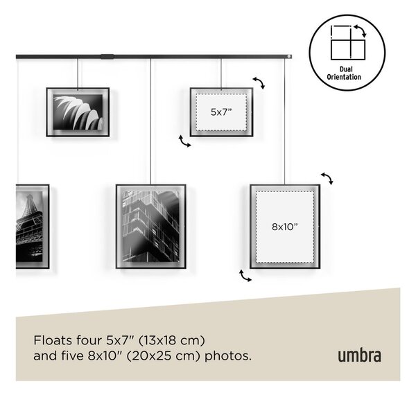 Černé kovové rámečky na zeď v sadě 9 ks 223x77,5 cm Exhibit – Umbra