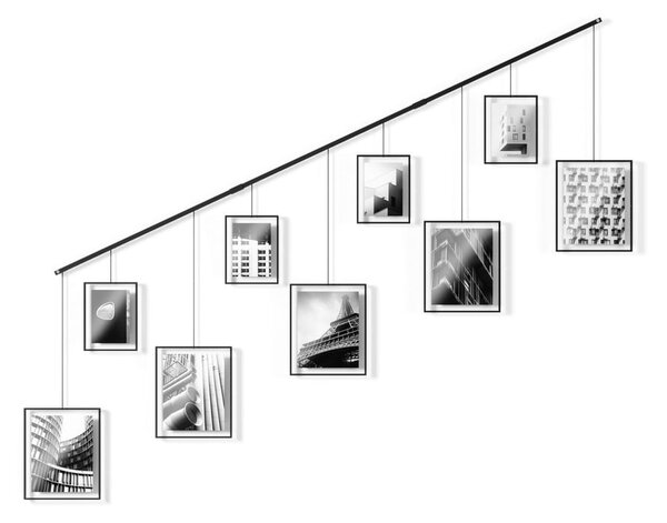 Černé kovové rámečky na zeď v sadě 9 ks 223x77,5 cm Exhibit – Umbra