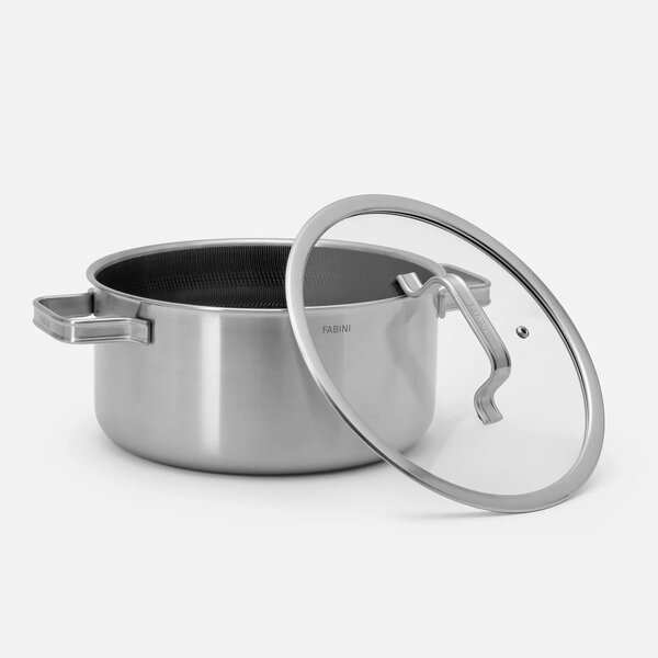 Fabini Hrnec Hybrid, ø 24 cm (4 l) - Nerezový beznýtový hrnec s keramickým hybridním povrchem z vícevrstvé nerezové oceli s poklicí