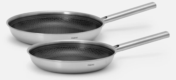 Fabini Sada pánví Hybrid, ø 26 cm + ø 30 cm, 2 díly - Nerezové beznýtové pánve s keramickým hybridním povrchem z vícevrstvé nerezové oceli bez poklic