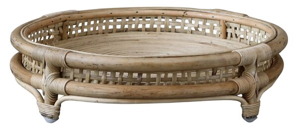 Přírodní ratanový kulatý podnos na nožkách French - Ø 36*9 cm - Chic Antique