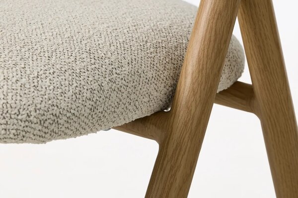 -25 % Dny Marianne - Unique Furniture Krémová bouclé jídelní židle Frances s dubovým dekorem