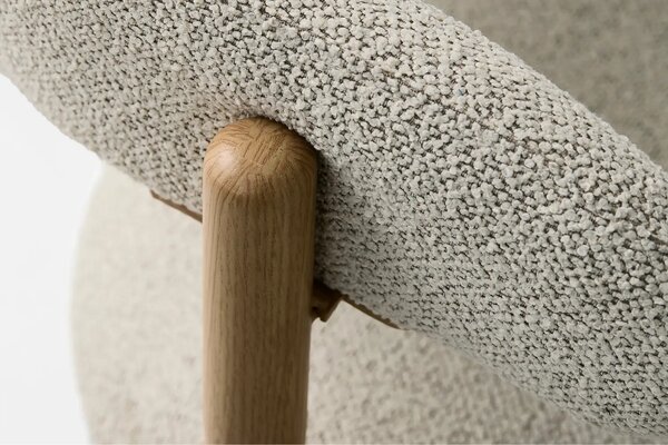 -25 % Dny Marianne - Unique Furniture Krémová bouclé jídelní židle Frances s dubovým dekorem