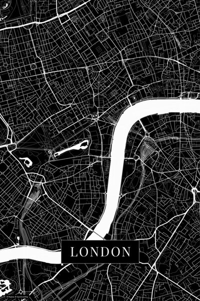 Mapa London black, (26.7 x 40 cm)
