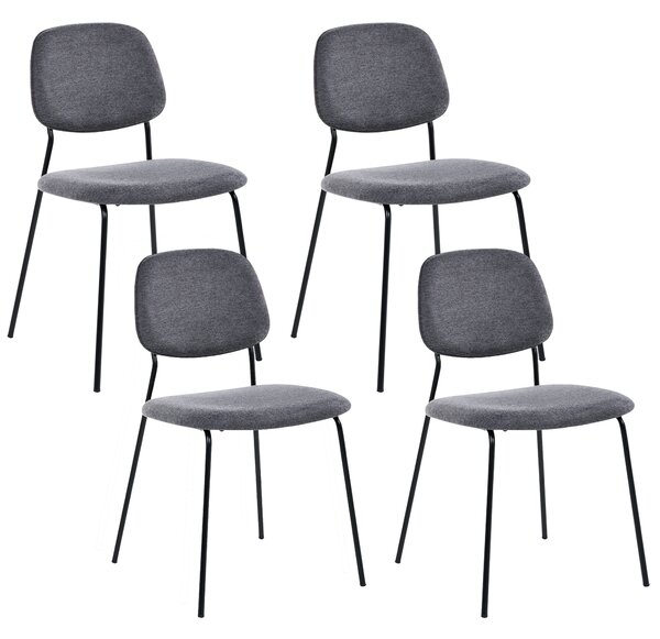 Sada 4 jídelních židlí RILEY Tkanina Šedá