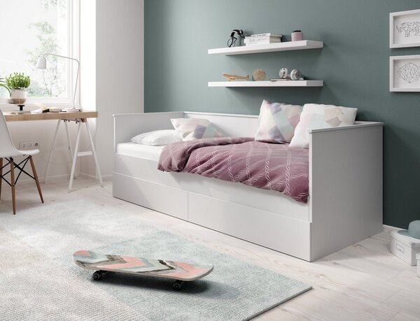 ADRK Rozkládací postel HELA II, CH-Hel-II-200-E2200, 200x80 cm s matrací, bílá
