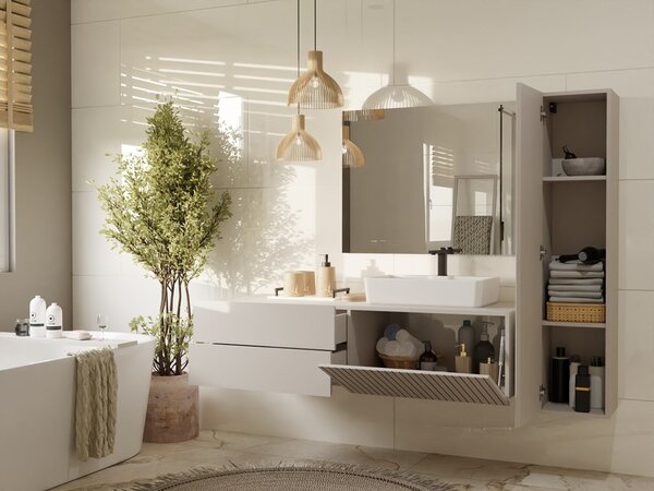 TP Living Závěsná skříňka pod umyvadlo s deskou Tigo 1D2S 140 cm kašmír
