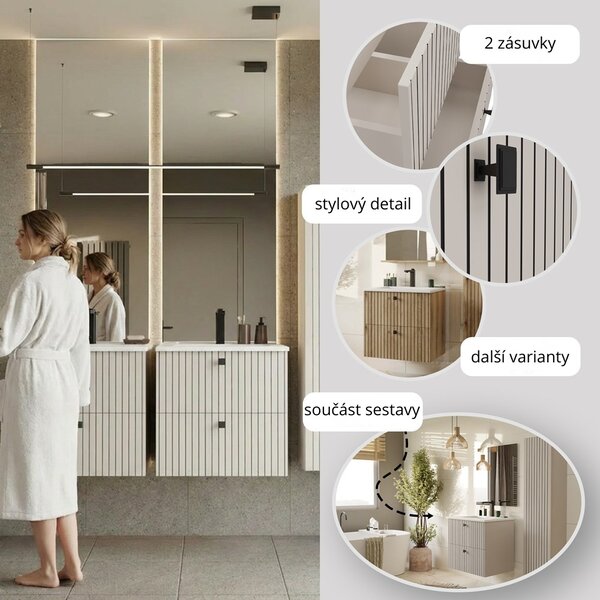 TP Living Závěsná skříňka s umyvadlem Tigo 2S 60 cm kašmír
