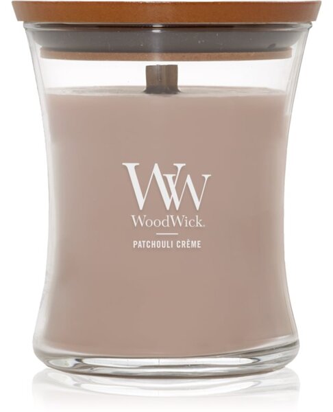 Woodwick Opulent Wood Patchouli Creme vonná svíčka s dřevěným knotem 275 g