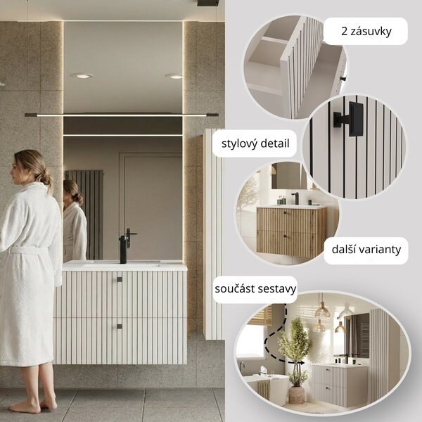TP Living Závěsná skříňka s umyvadlem Tigo 2S 80 cm kašmír