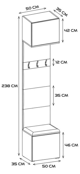 TP Living Předsíňová stěna HAGA 2W 100 cm dub Sonoma