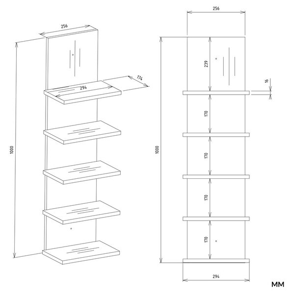 TP Living Nástěnný regál R5P 100 cm dub Artisan