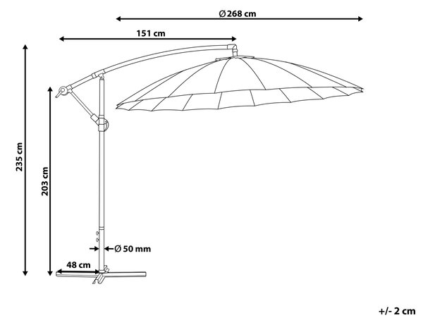 Stojací slunečník 268 cm CALABRIA II Tmavě šedá