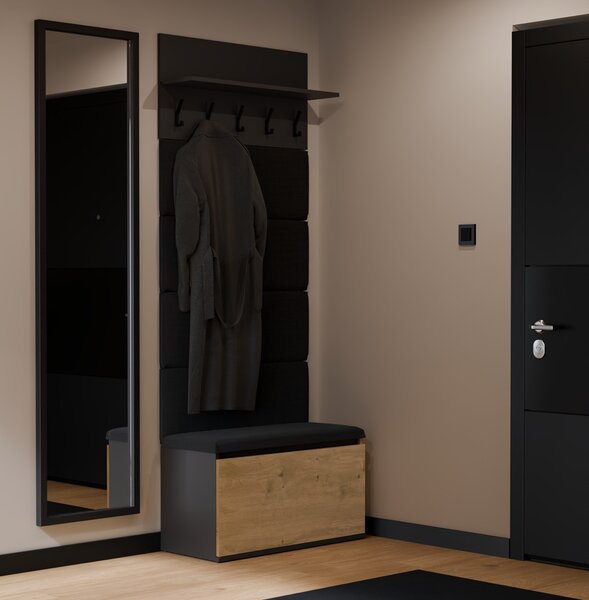 TP Living Předsíňová stěna Lior 80 cm černá/dub Artisan