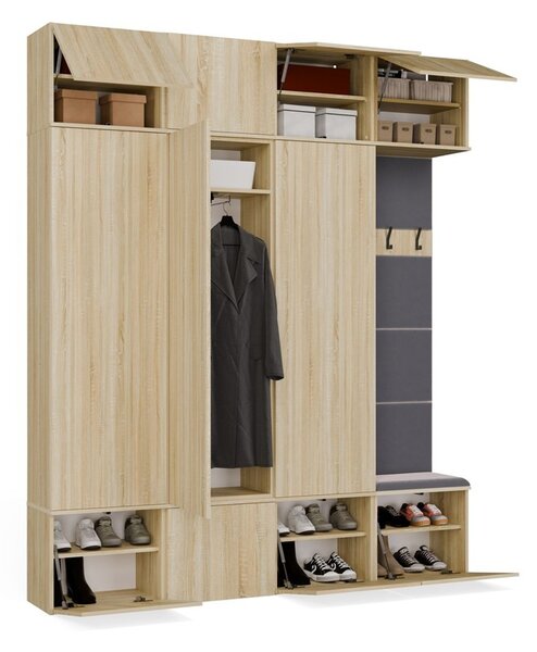 TP Living Předsíňová stěna Haga 3Sz1W 200 cm dub Sonoma