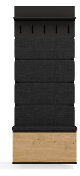 TP Living Předsíňová stěna Lior 80 cm černá/dub Artisan