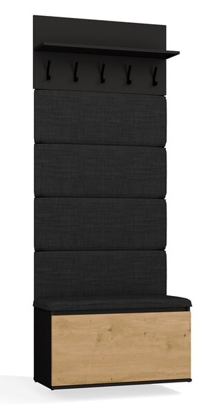 TP Living Předsíňová stěna Lior 80 cm černá/dub Artisan