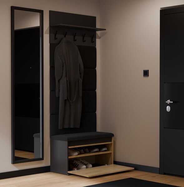 TP Living Předsíňová stěna Lior 80 cm černá/dub Artisan