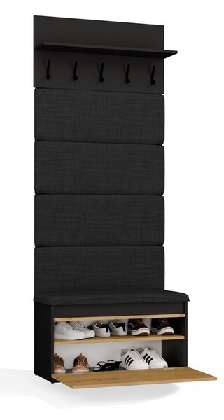 TP Living Předsíňová stěna Lior 80 cm černá/dub Artisan