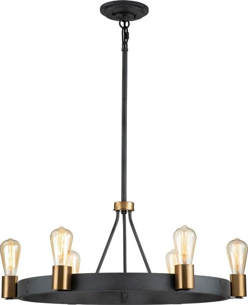 Quintiesse QN-SILAS-6P-DZ - Lustr na tyči SILAS 6xE27/60W/230V černá/zlatá