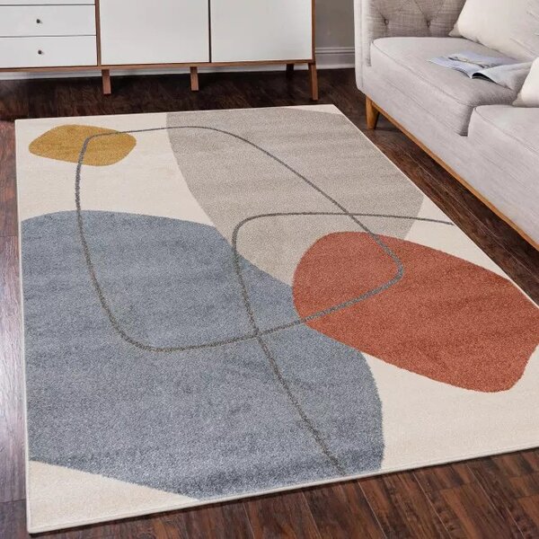 Makro Abra Moderní kusový koberec LUCY NP26A krémový žlutý šedý modrý Rozměr: 80x150 cm