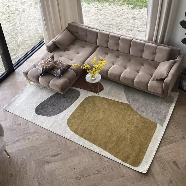 Makro Abra Moderní kusový koberec LUCY NP21A krémový žlutý hnědý Rozměr: 120x170 cm